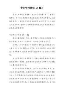 专业学习计划【4篇】