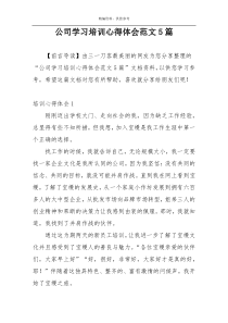 公司学习培训心得体会范文5篇