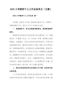 2023小学教师个人工作总结范文（五篇）