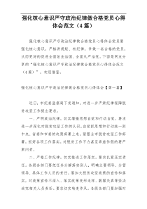 强化核心意识严守政治纪律做合格党员心得体会范文（4篇）