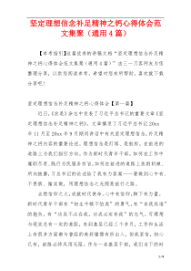 坚定理想信念补足精神之钙心得体会范文集聚（通用4篇）