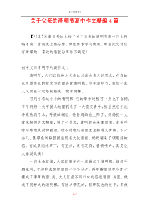 关于父亲的清明节高中作文精编4篇