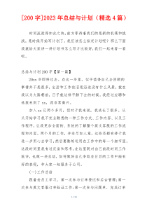 [200字]2023年总结与计划（精选4篇）