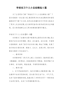 学前实习个人小总结精选5篇