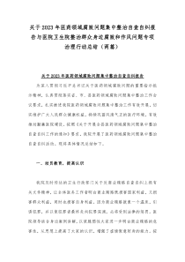 关于2023年医药领域腐败问题集中整治自查自纠报告与医院卫生院整治群众身边腐败和作风问题专项治理