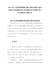 2023年关于医药领域腐败问题全面集中整治自查自纠报告与医院整治群众身边腐败和作风问题专项工作总