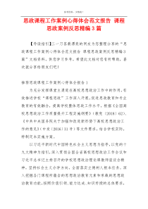 思政课程工作案例心得体会范文报告 课程思政案例反思精编3篇