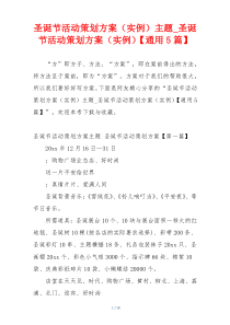 圣诞节活动策划方案（实例）主题_圣诞节活动策划方案（实例）【通用5篇】