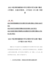 2023年医药领域腐败和作风问题专项行动集中整改工作报告、自查自纠报告、工作总结（共3篇）供借鉴