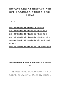 2023年医药领域腐败问题集中整治情况汇报、工作实施方案、工作进展情况总结、自查自纠报告（共6篇