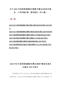 关于2023年医药领域腐败问题集中整治自查自纠报告、工作实施方案、情况报告（共六篇）