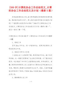 [500字]计算机协会工作总结范文_计算机协会工作总结范文及计划（最新5篇）