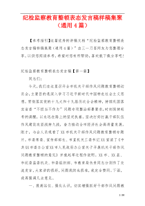 纪检监察教育整顿表态发言稿样稿集聚（通用4篇）