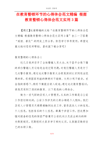 在教育整顿环节的心得体会范文精编 根据教育整顿心得体会范文实用3篇