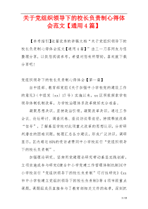 关于党组织领导下的校长负责制心得体会范文【通用4篇】