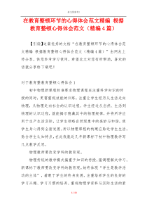 在教育整顿环节的心得体会范文精编 根据教育整顿心得体会范文（精编4篇）