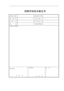 纳税评估拟办意见书