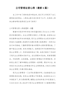 公司管理运营心得（最新4篇）