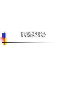 行为税法及纳税实务