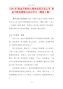 [400字]拾金不昧的心得体会范文怎么写 拾金不昧的感悟与启示作文（精选4篇）