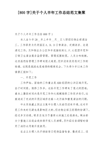 [800字]关于个人半年工作总结范文集聚