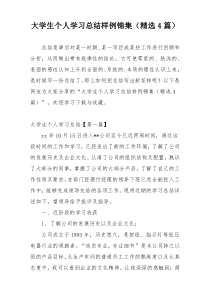 大学生个人学习总结样例锦集（精选4篇）