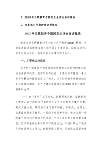 2023年主题教育专题民主生活会自评、评估报告范文2篇