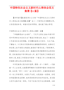 中国特色社会主义新时代心得体会范文集聚【4篇】