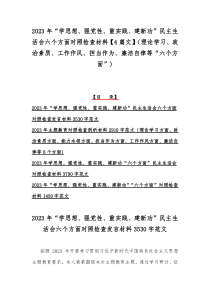 2023年“学思想、强党性、重实践、建新功”民主生活会六个方面对照检查材料【4篇文】（理论学习、