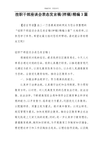 挂职干部座谈会表态发言稿(样稿)精编3篇