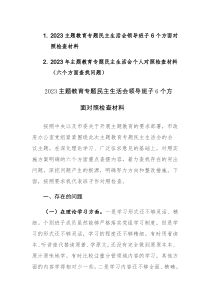 两篇：2023主题教育专题民主生活会领导班子（个人）6个方面对照检查材料范文