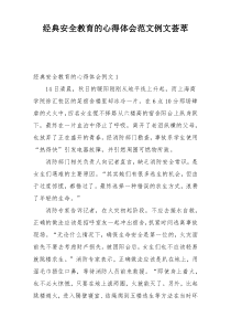 经典安全教育的心得体会范文例文荟萃