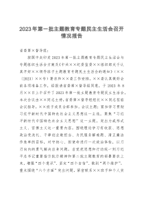 2023年第一批主题教育专题民主生活会召开情况报告