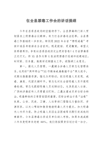 在全县禁毒工作会的讲话提纲