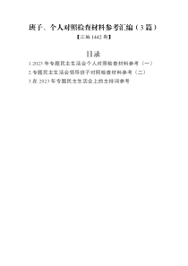 2023年主题教育专题民主生活会班子、个人对照检查材料参考汇编（3篇）