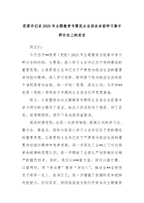 (领导发言)党委书记在2023年主题教育专题民主生活会会前学习集中研讨会上的发言