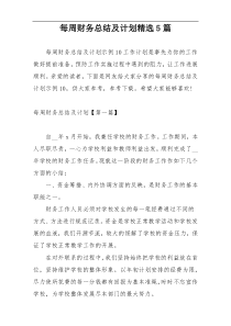 每周财务总结及计划精选5篇