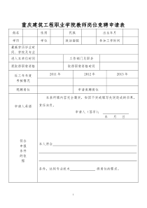 教师岗位竞聘申请表