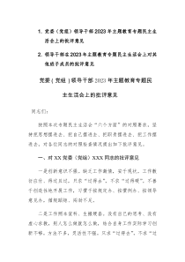 两篇：领导干部在2023年主题教育专题民主生活会上对其他班子成员的批评意见范文