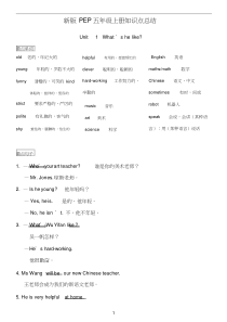 五年级英语上册各单元知识点总结