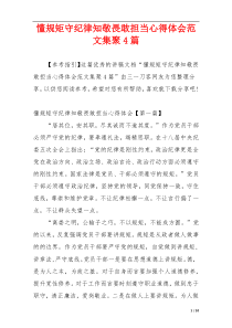 懂规矩守纪律知敬畏敢担当心得体会范文集聚4篇