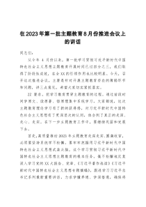 在2023年第一批主题教育8月份推进会议上的讲话