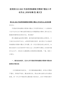 医院院长在2023年医药领域腐败问题集中整治工作动员会上的讲话稿【2篇文】