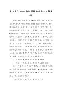 党工委书记2023年主题教育专题民主生活会个人对照检查材料