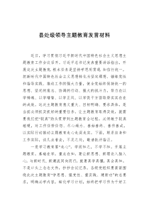 【主题教育】县处级领导主题教育发言