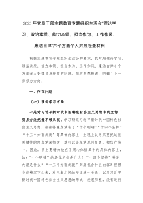 两篇：2023年党员干部主题教育专题组织生活会“理论学习、政治素质、能力本领、担当作为、工作作风