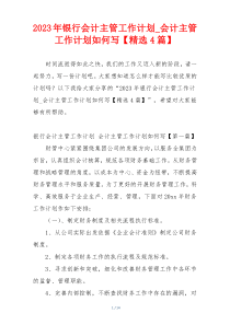 2023年银行会计主管工作计划_会计主管工作计划如何写【精选4篇】