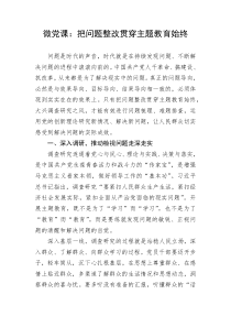 微党课：把问题整改贯穿主题教育始终