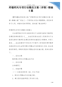 师德师风专项行动整改方案（详情）精编5篇