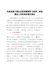 纪检监察干部队伍教育整顿学习教育、检视整治工作阶段性情况报告